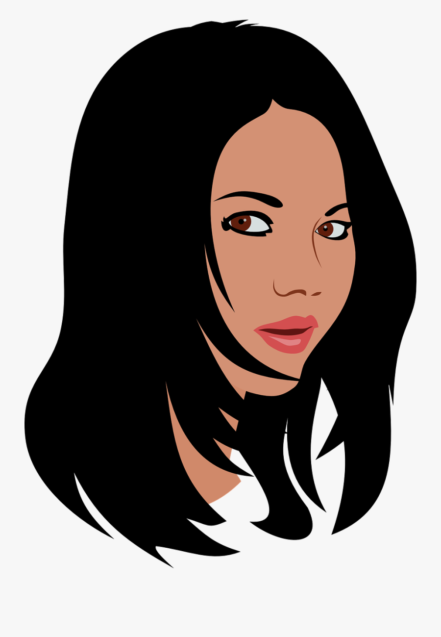 Woman Black Mouth Free - Long Black Hair Clipart, Transparent Clipart