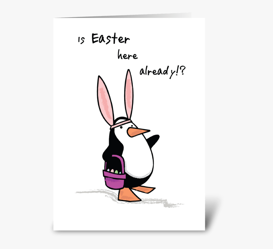 Easter Penguin, Funny Greeting Card - Easter Bunny, Transparent Clipart
