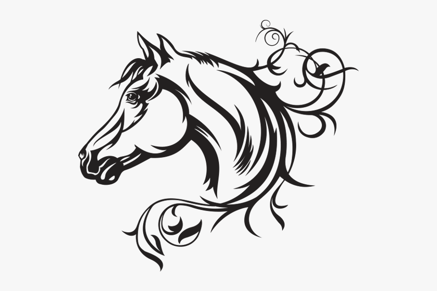 Decal American Quarter Horse Vector Graphics Illustration - Horse Head Side View Drawing, Transparent Clipart
