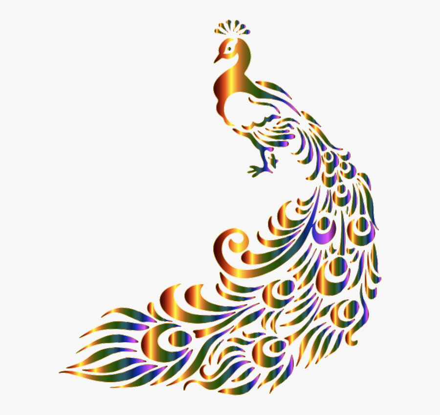 Clipart Chromatic Peacock 7 No Background Feather Outline - Peacock Fabric Painting Designs, Transparent Clipart