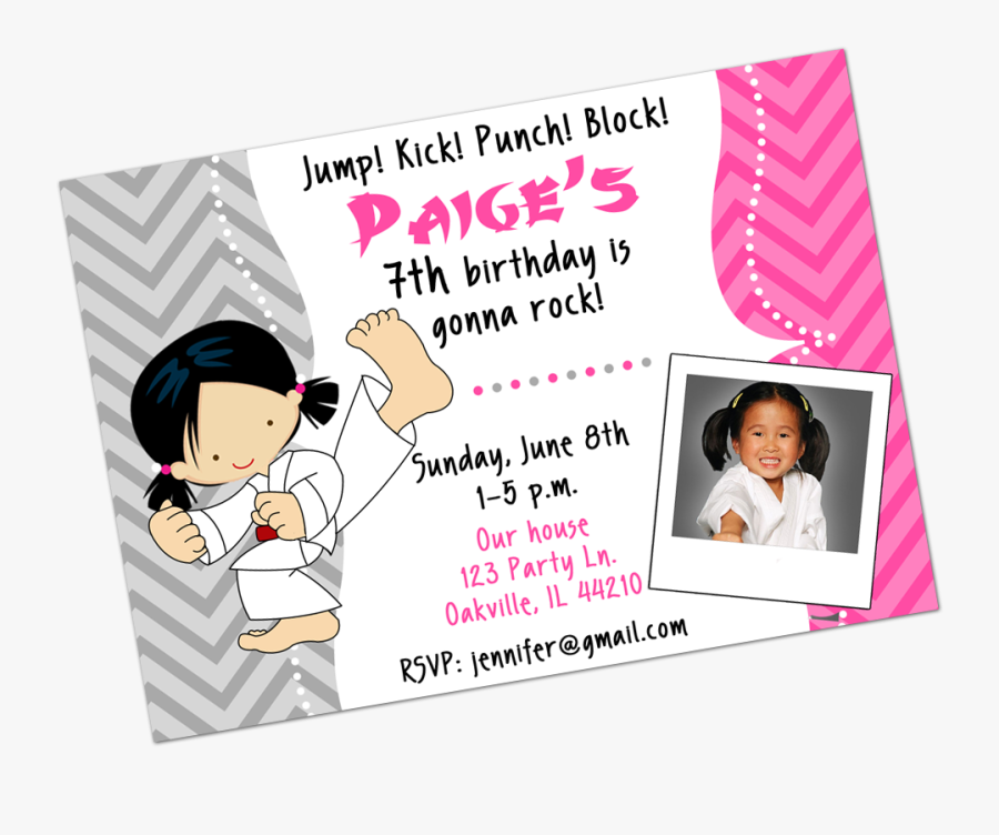 Karate Girl Digital Invitation Digital Invitations - Cartoon, Transparent Clipart