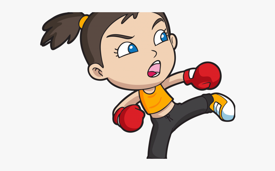 Mixed Martial Arts Clipart Girl - Cartoon Boxing Punch Girls, Transparent Clipart