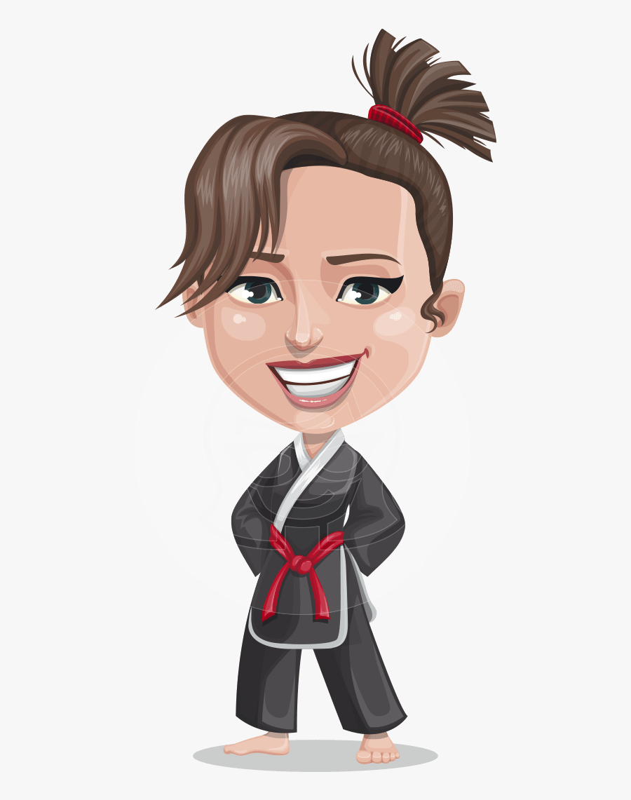 Karate Woman Cartoon Vector Character Aka Katya - Karate Woman With Sword, Transparent Clipart