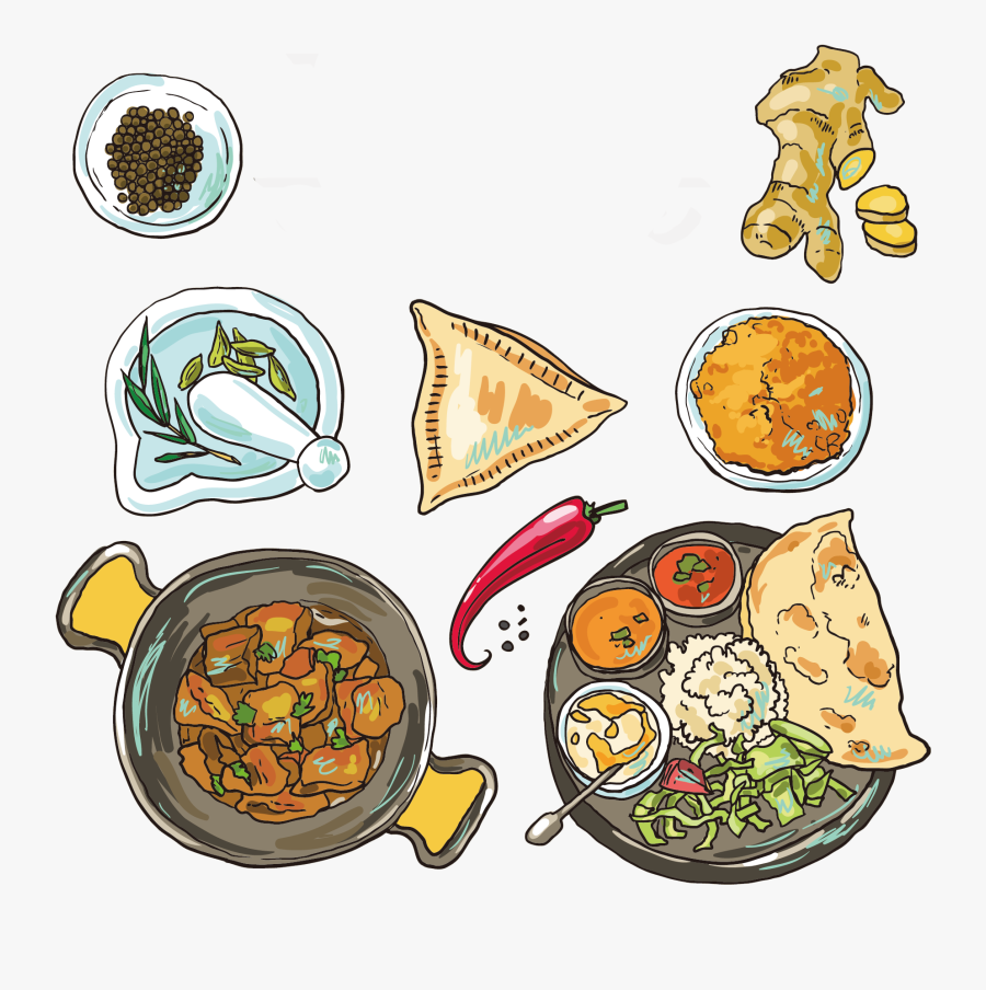 Indian Food Vector Png, Transparent Clipart