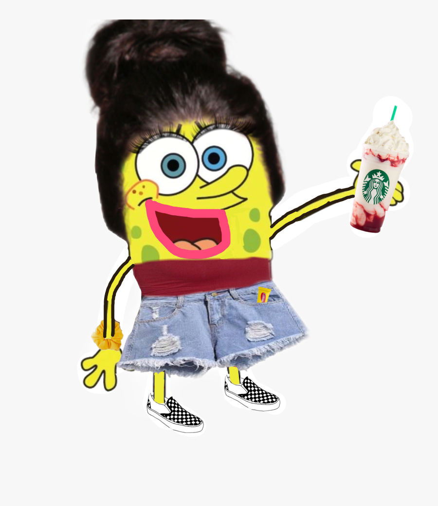 #spongebob #vsco #basic #starbucks #messybun #scrunchie - Spongebob Being Vsco, Transparent Clipart