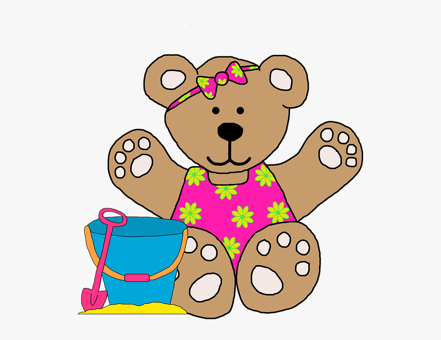 Bear, Summer, Beach, Animal, Girl, Cute, Seaside, Transparent Clipart