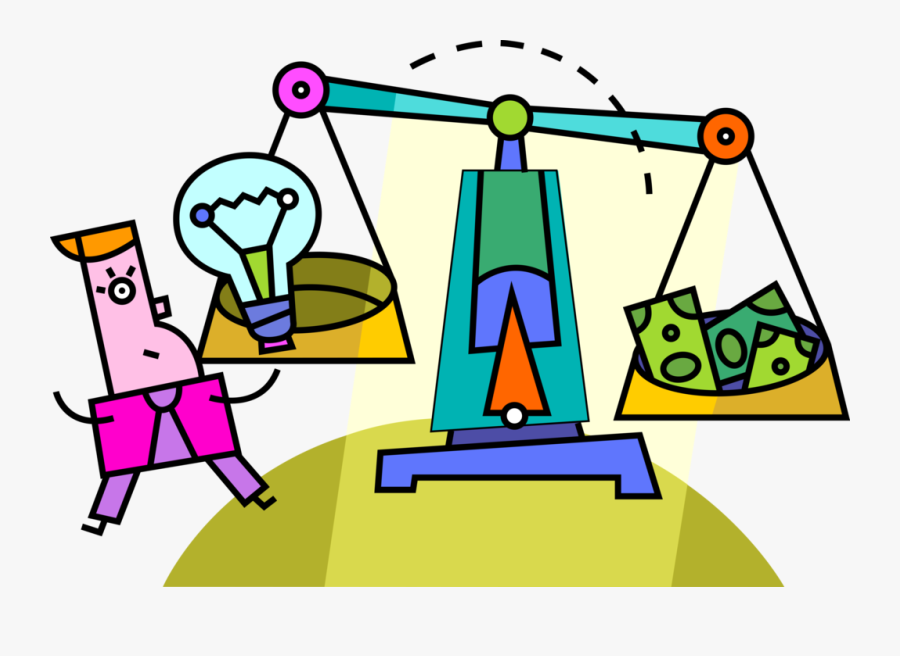 Vector Illustration Of Business Inventor Weighs Financial, Transparent Clipart