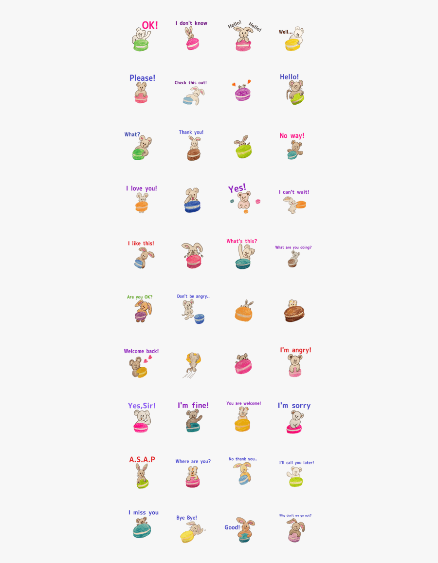 Cute Animals With Macaroons, Transparent Clipart