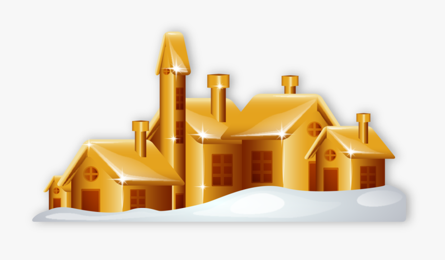 Gold House Christmas Clipart, Transparent Clipart