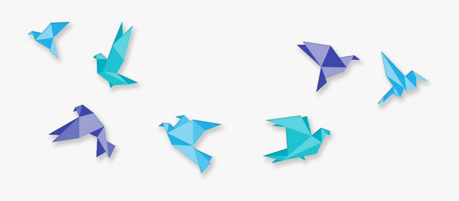 Blue Origami Birds Png Download - Origami Bird Png, Transparent Clipart