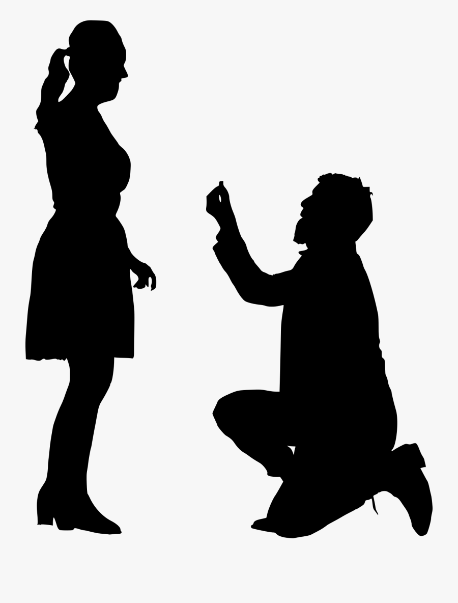 Transparent Proposal Clipart - Couple Proposing Silhouette Png, Transparent Clipart