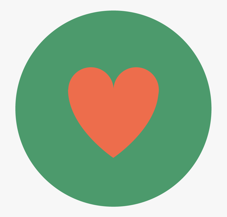 Large Red Heart On A Green Circular Background - Heart, Transparent Clipart