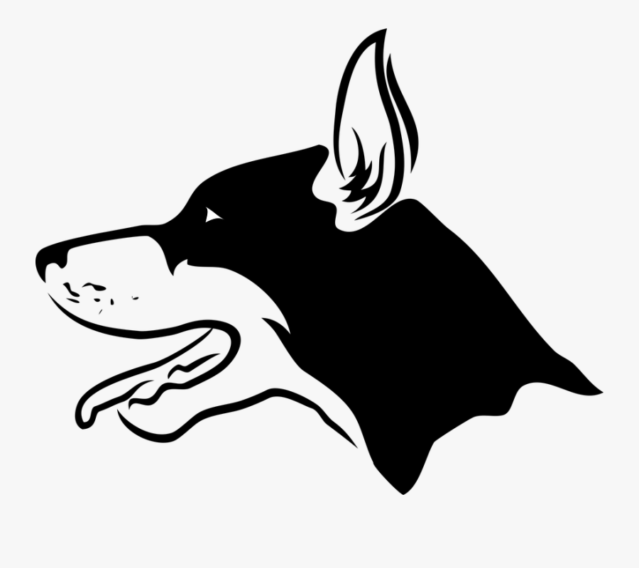Animal, Pet, Dog, Dobermann, Doberman Stencil, Drawing - Contoh Gambar Stensil Hewan Mudah, Transparent Clipart