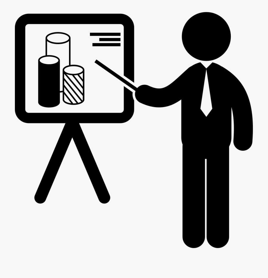 Businessman Presenter Presenting Business Stats Graphic - Presentation Icon Png, Transparent Clipart