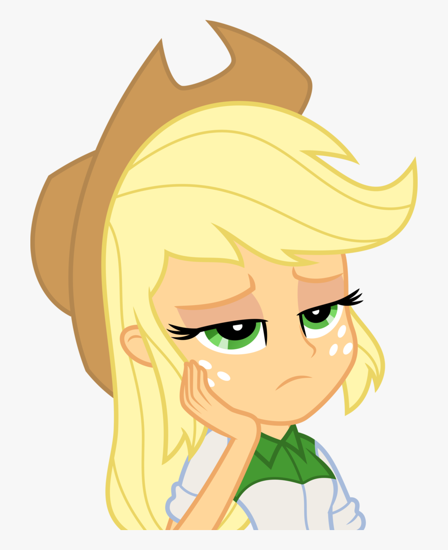 Vector Cowboy Girl Face - Equestria Girls Applejack Bored, Transparent Clipart