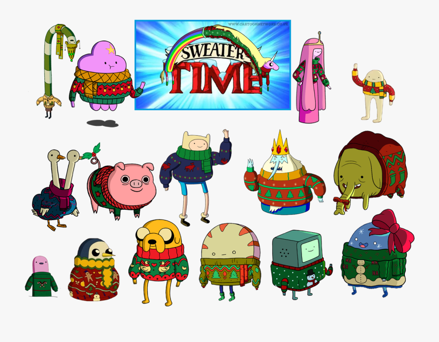 The Crew In Christmas - Christmas Time Adventure Time, Transparent Clipart