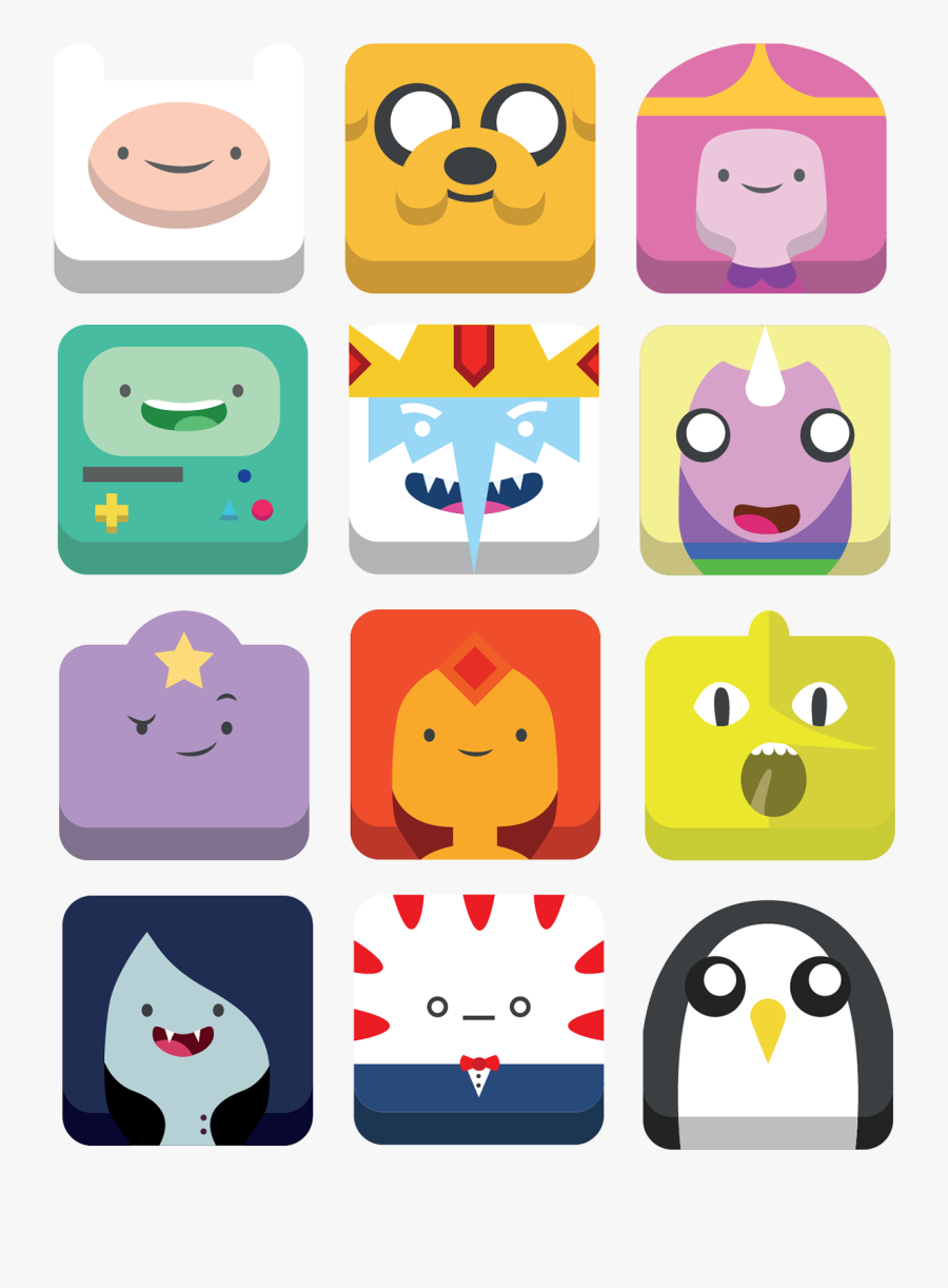 Adventure Time Icons By Nicholas Olsen - Adventure Time Characters Heads, Transparent Clipart
