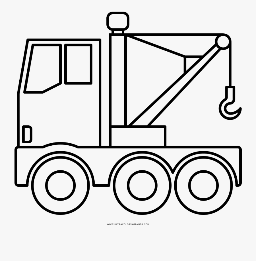 Tow Truck Coloring Page - Water Tank Truck Drawing, Transparent Clipart