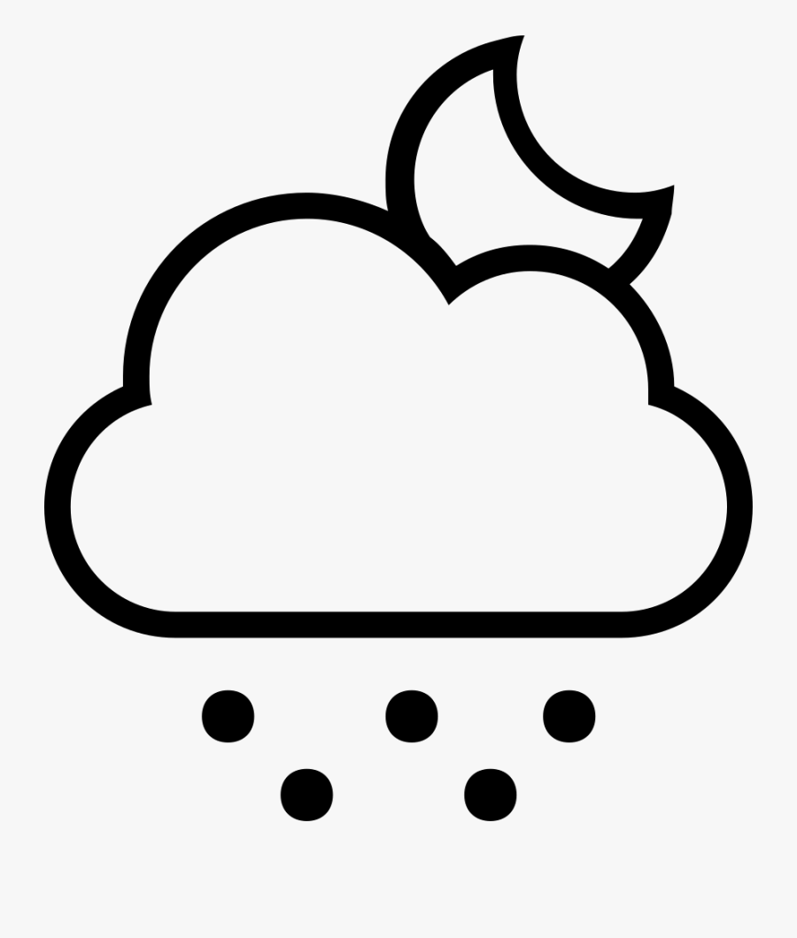 Snowy Night Outlined Weather Symbol - Cloud With Sun Drawing, Transparent Clipart