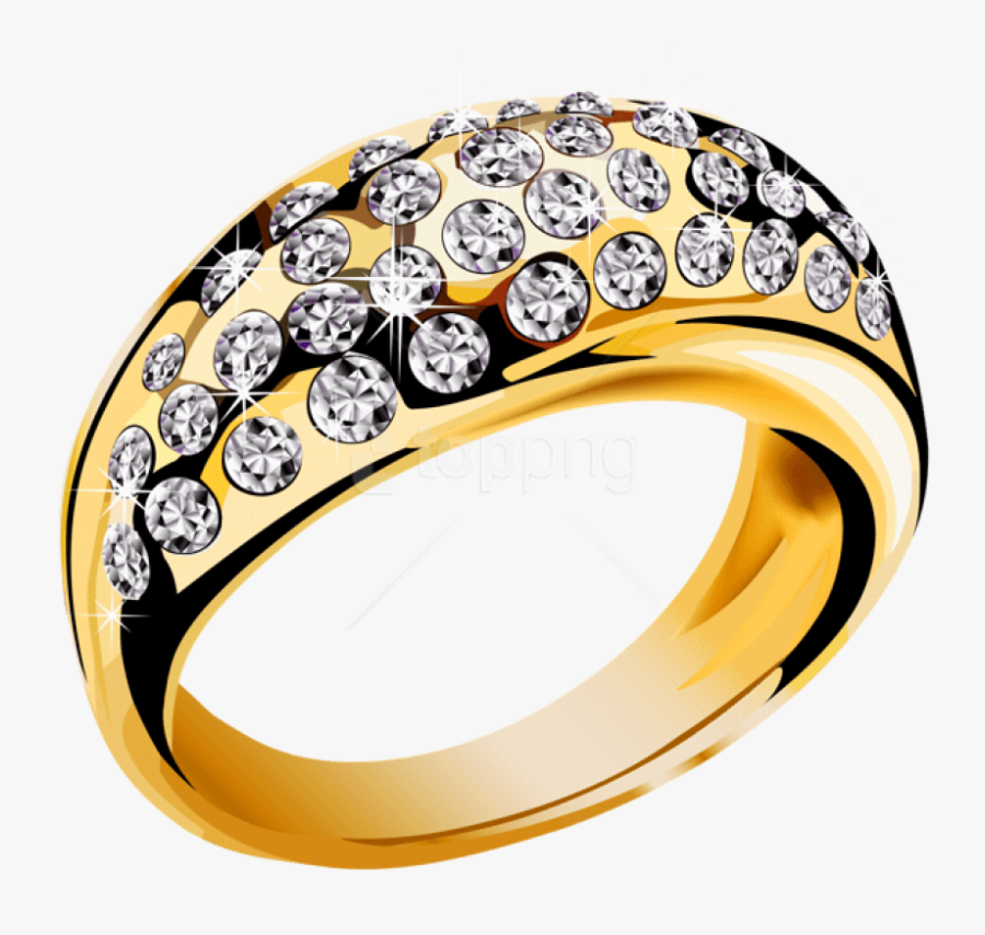 Free Png Download Gold Ring With White Diamonds Clipart - Ring Transparent, Transparent Clipart