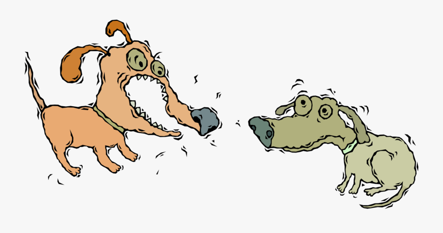 Vector Illustration Of Angry Dog Barks At Timid Dog - Cartoon, Transparent Clipart