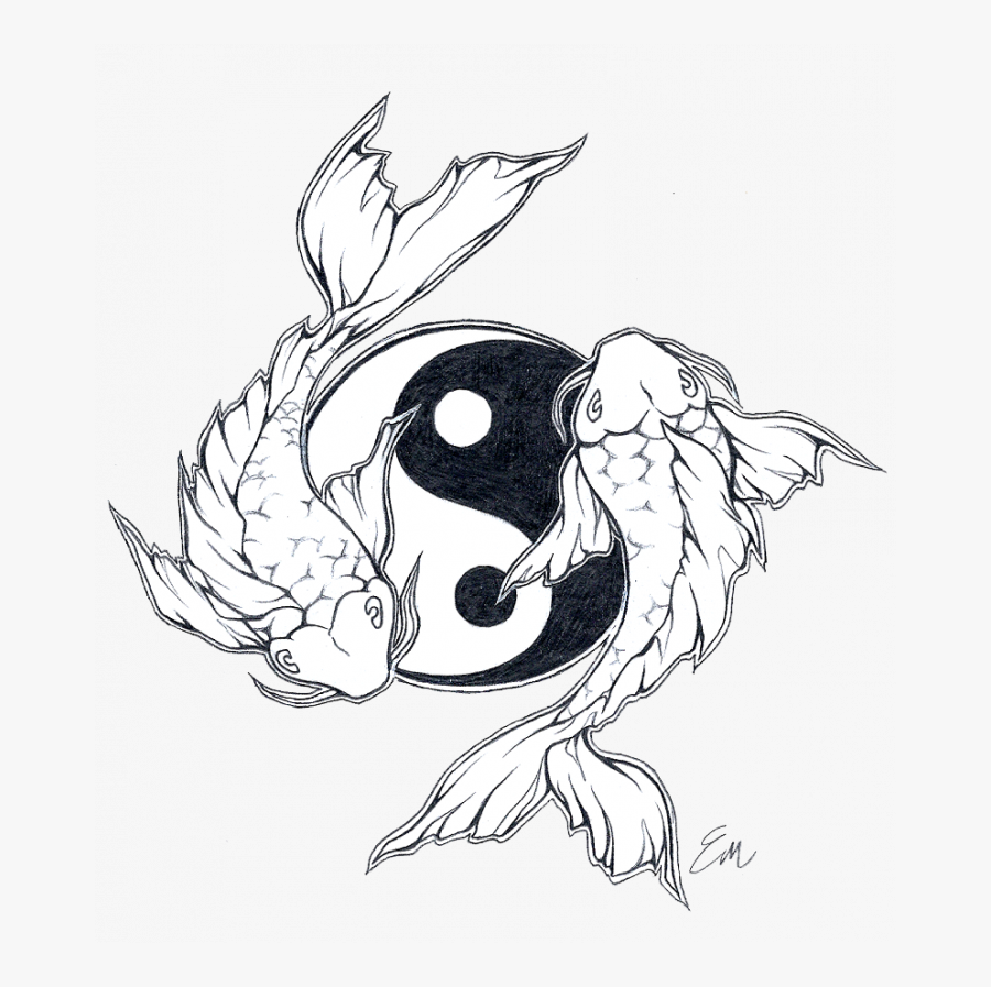 Koi Fish Yin Yang Tattoo Designs, Transparent Clipart