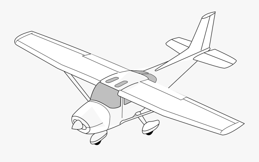 Airplane, Plane, Aircraft, Outline - Černobílé Letadlo Kreslené, Transparent Clipart