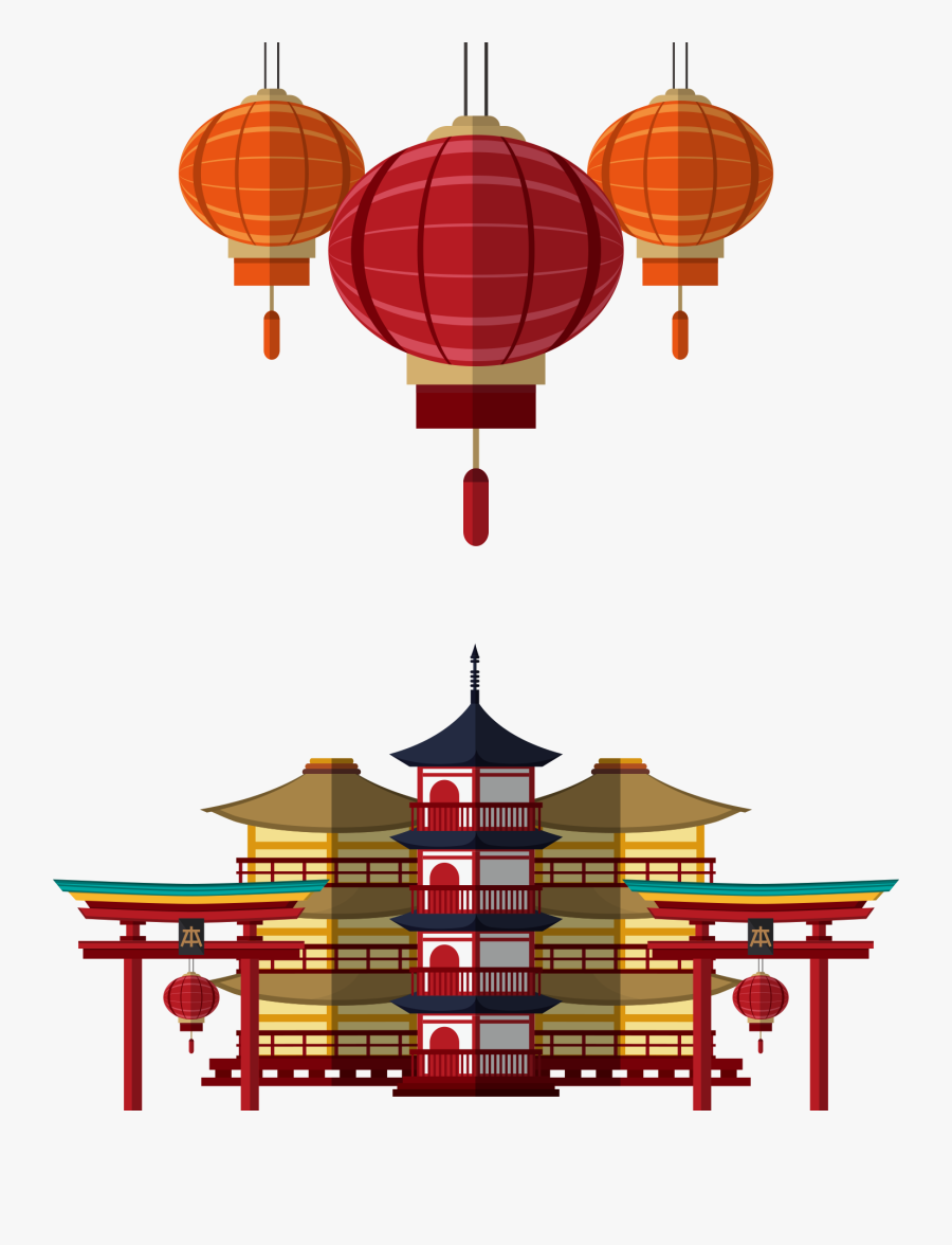 Japan Illustration Japanese Architecture And Transprent - Japanese Lantern Transparent Background, Transparent Clipart