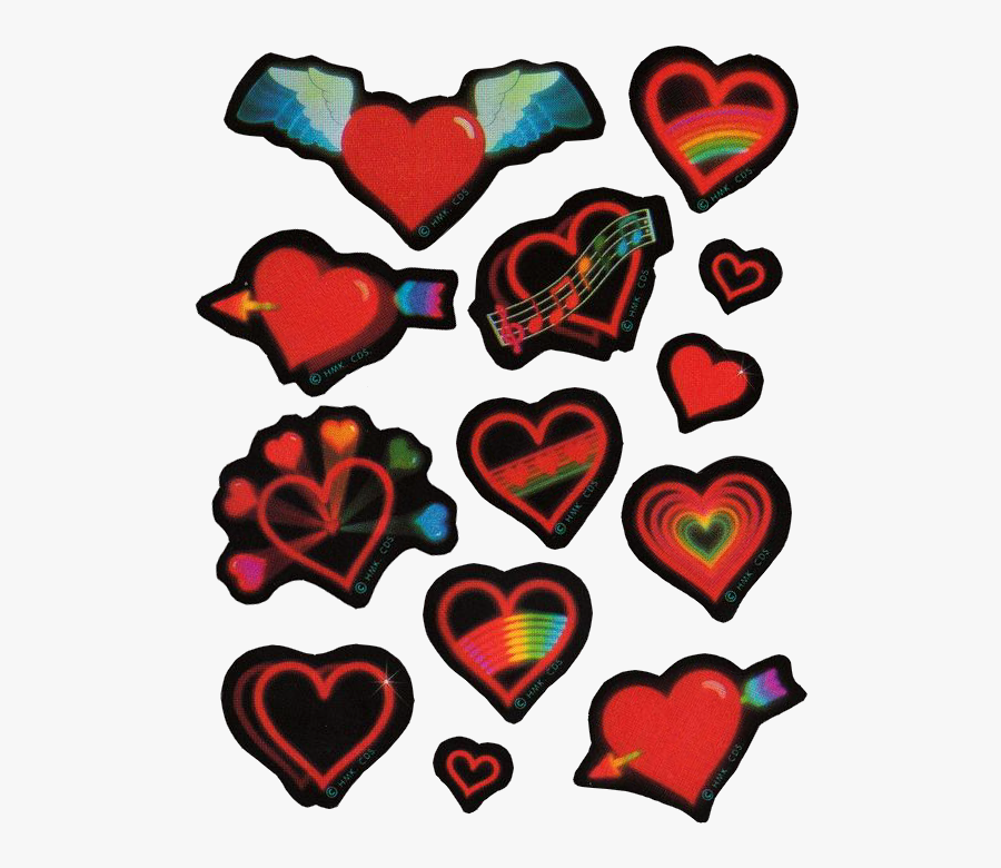 80′s Rainbow Hearts Stickers By Hallmark - Heart, Transparent Clipart