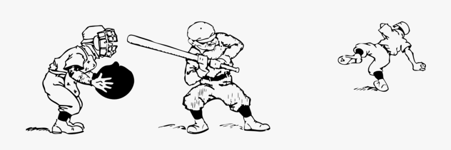 Baseball, Play, Playing, Ball, Team, Player, Bat - Playing Baseball Clipart Black And White, Transparent Clipart