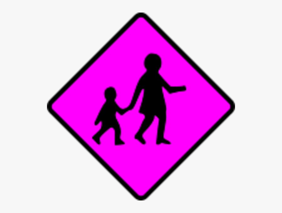 Caution Children Crossing - Children Crossing Ahead Sign, Transparent Clipart