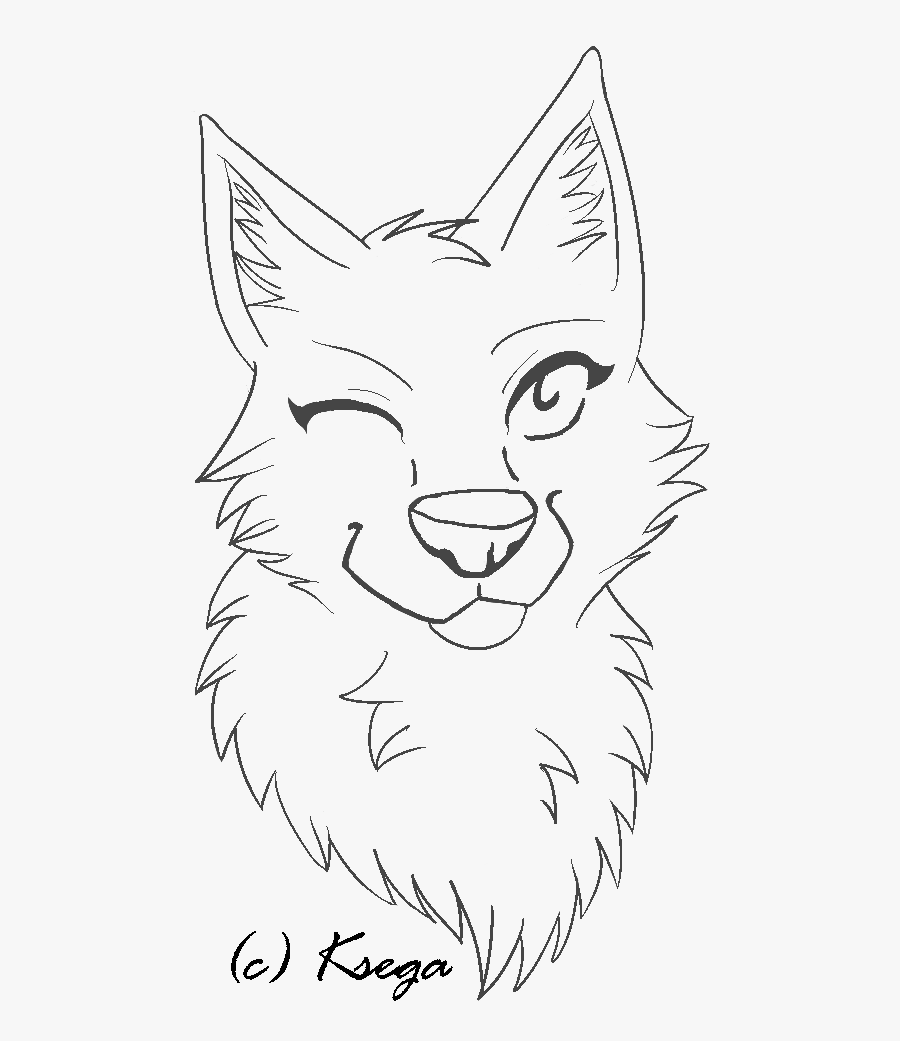 Drawn Cat Headshot - Line Art, Transparent Clipart