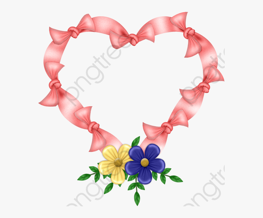 Pink Heart Flower Png - Flower Heart Border Png, Transparent Clipart
