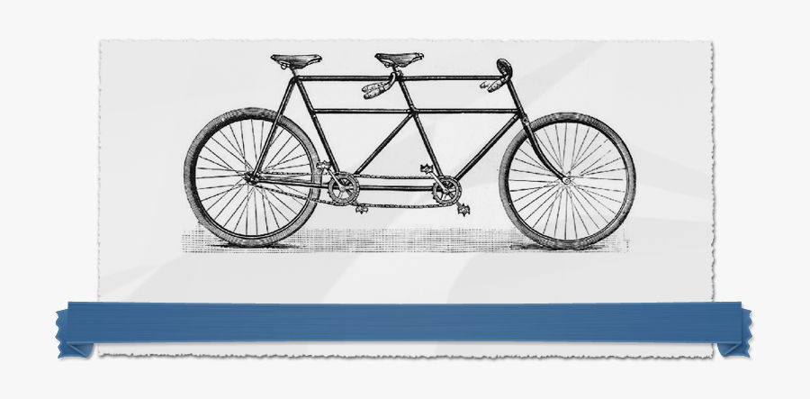 A Built For Two - Drawing Of Tandem Bicycle, Transparent Clipart