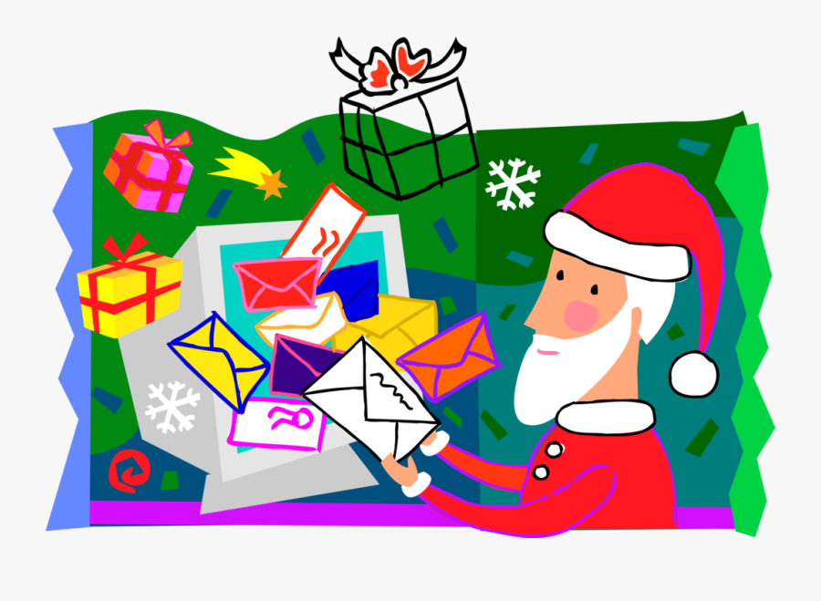 Vector Illustration Of Santa Claus Receives Christmas - Cartoon, Transparent Clipart