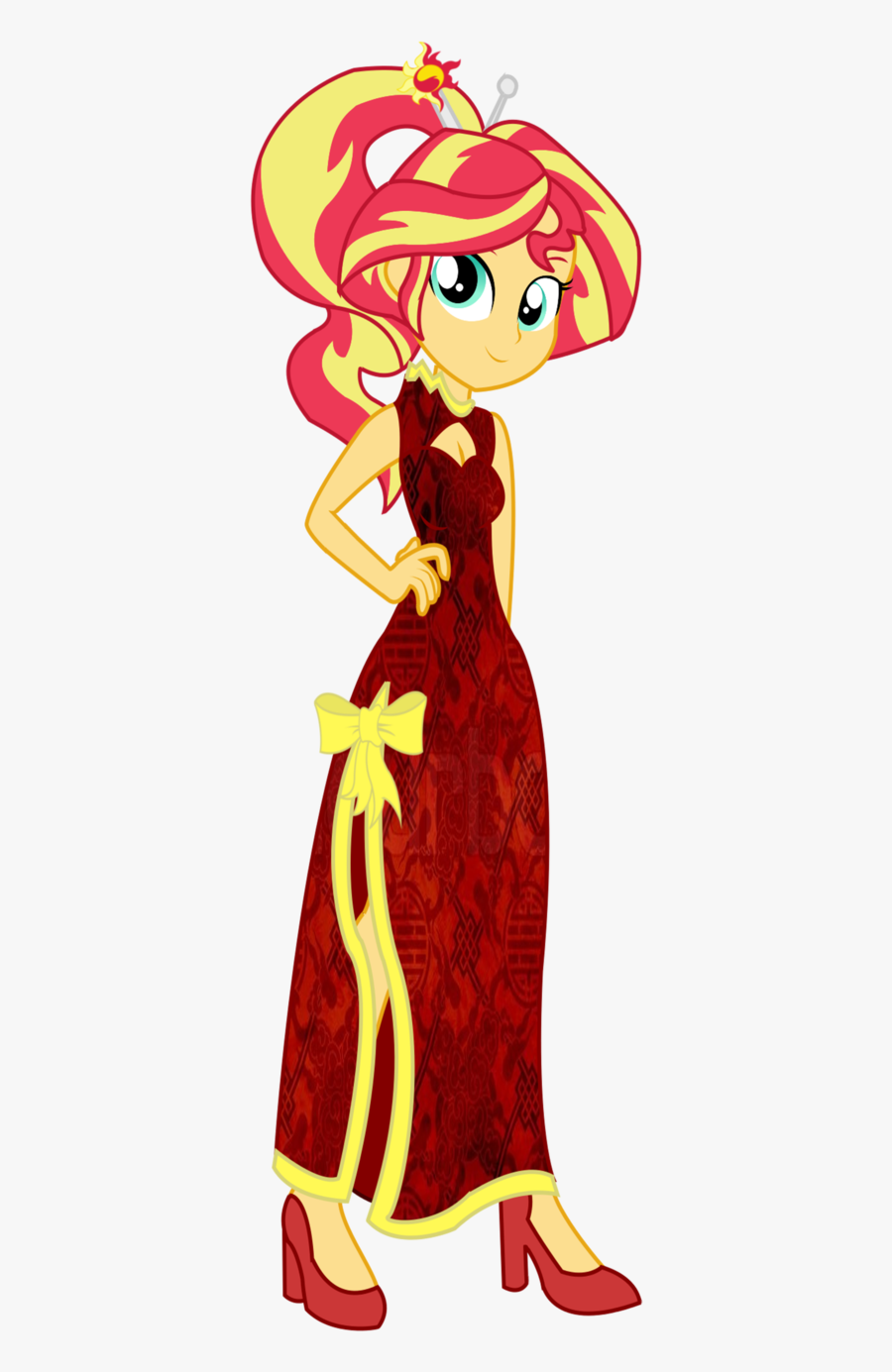 Drawing Chinese Sunset - My Little Pony Equestria Girls Sunset Shimmer Dress, Transparent Clipart