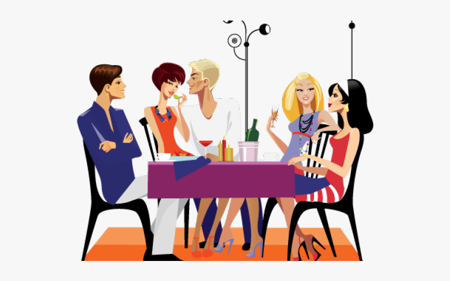 Family In Restaurant Cartoon, Transparent Clipart