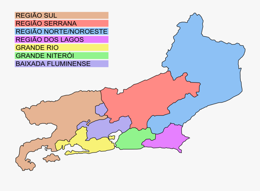 Map Of Rio De Janeiro - Rio De Janeiro Regions, Transparent Clipart