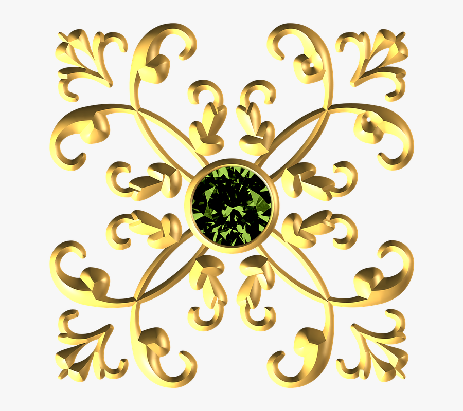 Transparent Garnet Clipart - Free Golden Ornament Png, Transparent Clipart