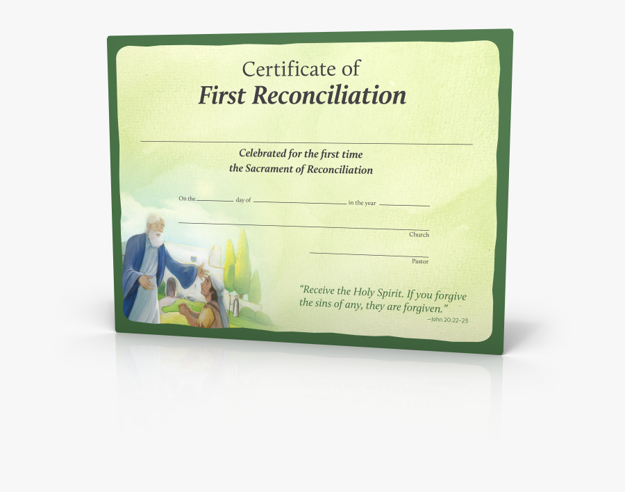 Sacrament Reconciliation Confession Certificate, Transparent Clipart