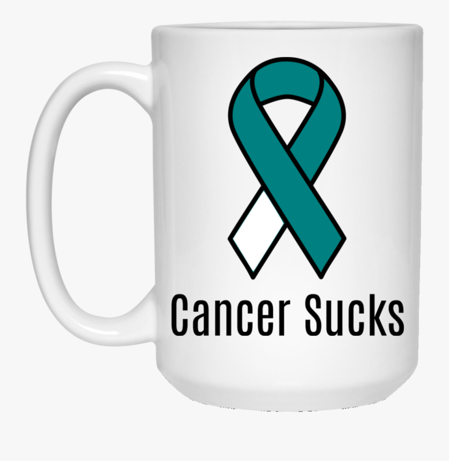 Cancer Sucks Cervical Cancer Awareness Teal/white Ribbon - Head And Neck Cancer Symbol, Transparent Clipart