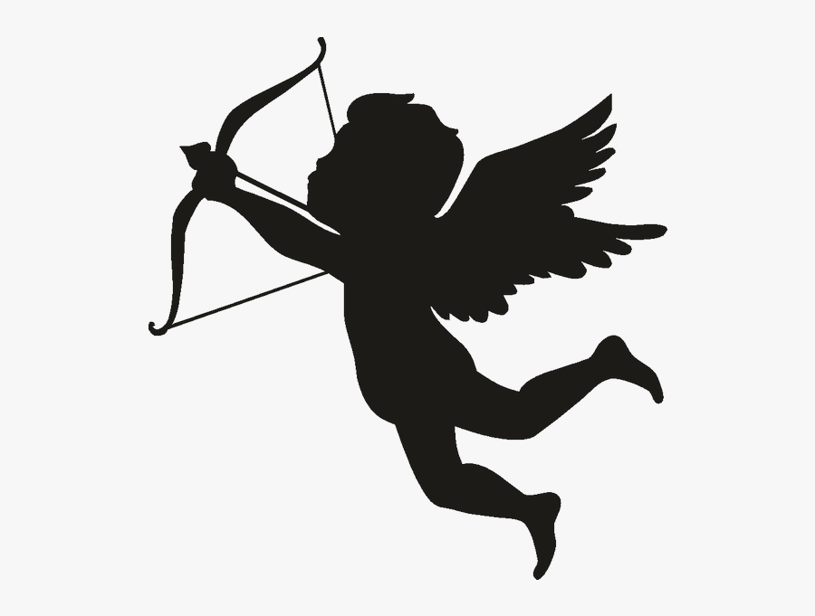 Cupid Silhouette Vector Graphics Image Clip Art - Cupid Boy And Girl, Transparent Clipart