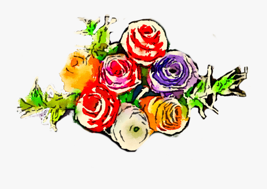 Free Watercolor Png Multi Colored Flowers By Anjelakbm - Garden Roses, Transparent Clipart