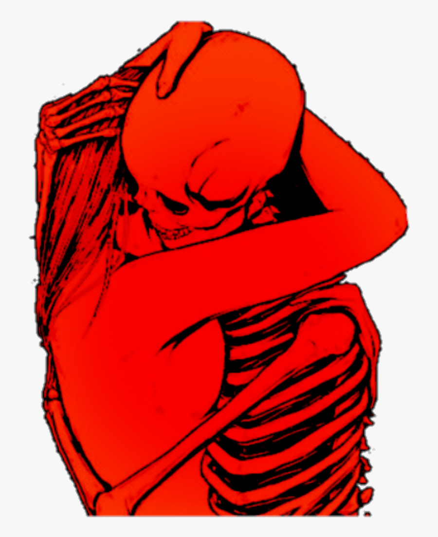 Goth Sticker Clipart , Png Download - Woman Kissing Skull Drawing, Transparent Clipart