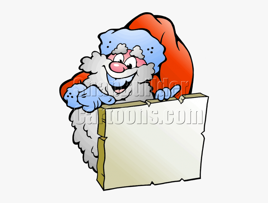 Christmas Santa Pointing At Blank List - Illustration, Transparent Clipart