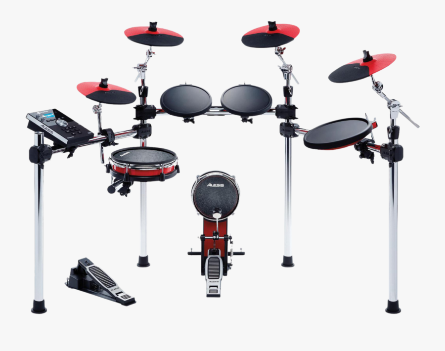 This Nine Piece Electronic Drum Kit Features An Exclusive - Alesis Command X Mesh, Transparent Clipart