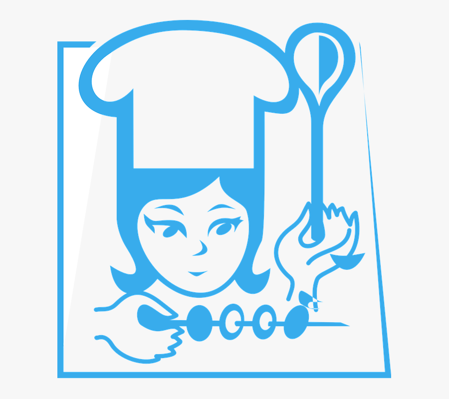 Chef, Female, Cook, Spoon, Shashlik, Concentration - Chef Woman Vector Black, Transparent Clipart