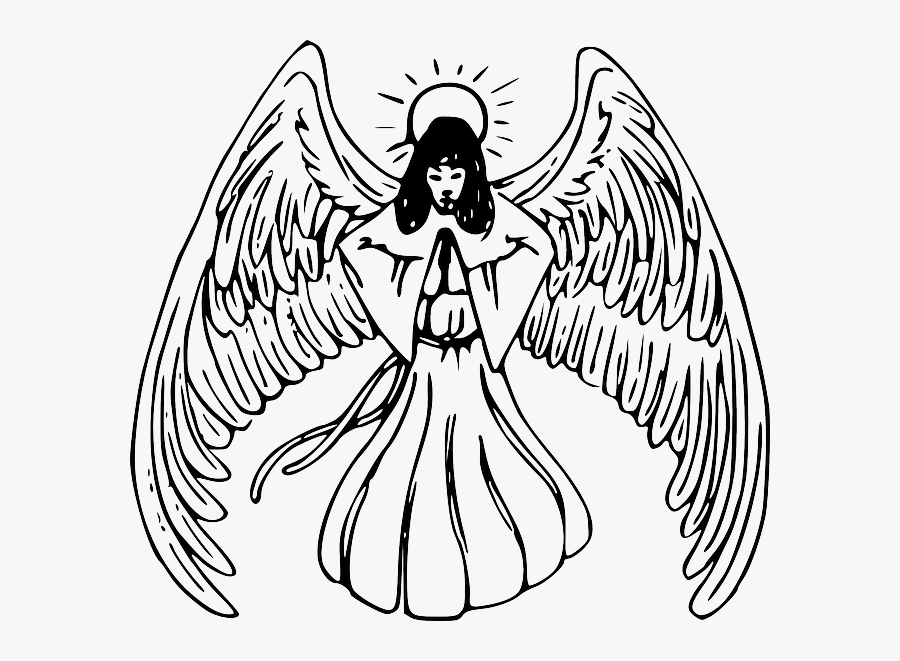 Baby, Black, Tribal, Simple, Outline, Hand, Drawing - Angel Praying Clipart Black And White, Transparent Clipart