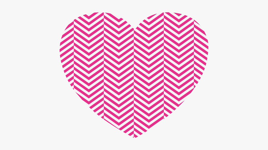 Hot Pink And White Classic Chevron Pattern Heart-shaped - Heart, Transparent Clipart