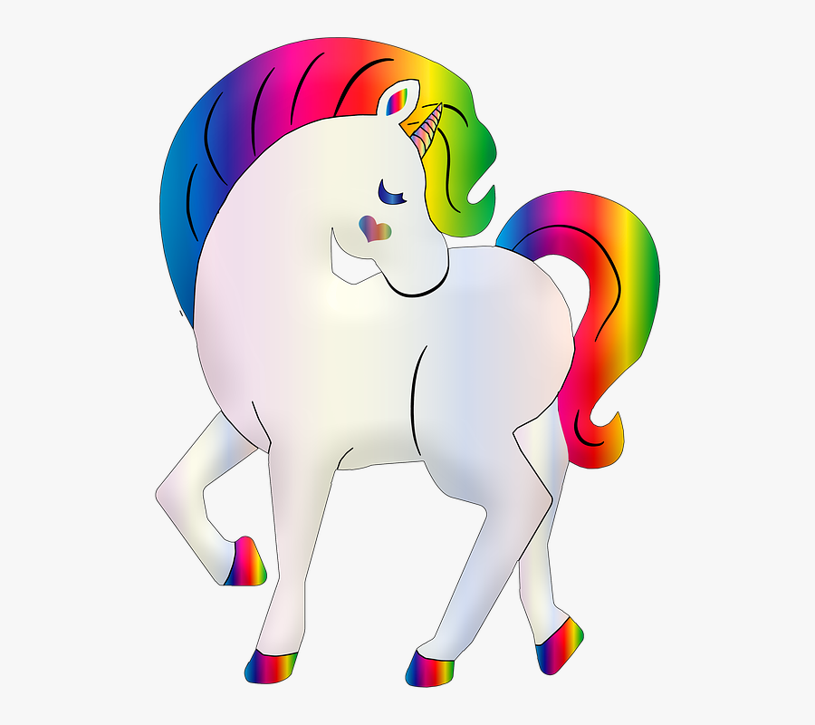 Rainbow Unicorn, Unicorn, Heart, Rainbow, Colorful - Cute Unicorn Drawings, Transparent Clipart